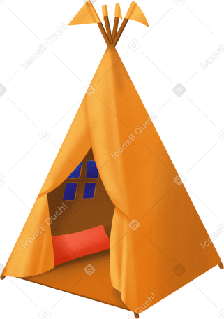 橙色儿童圆锥形帐篷 PNG, SVG