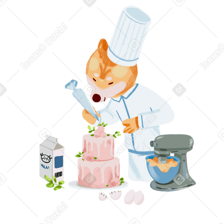 the pastry chef making a three-tiered cake PNG, SVG