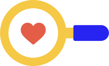 Лупа с сердцем в PNG, SVG