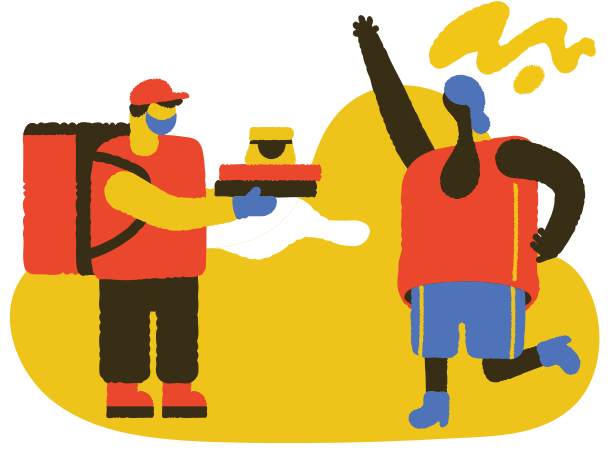Food Delivery Illustration in PNG, SVG