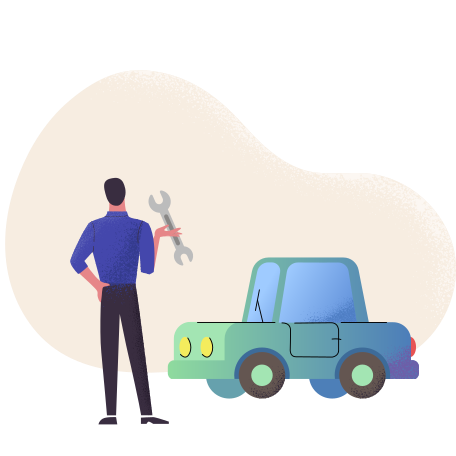 Fixing the car Illustration in PNG, SVG