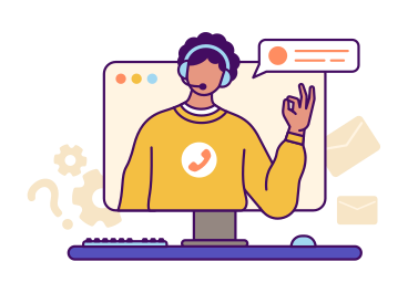 Customer service employee in online call animated illustration in GIF, Lottie (JSON), AE
