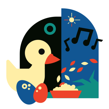 Little yellow duck with millet PNG, SVG