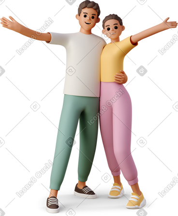 Joyful man and woman PNG, SVG