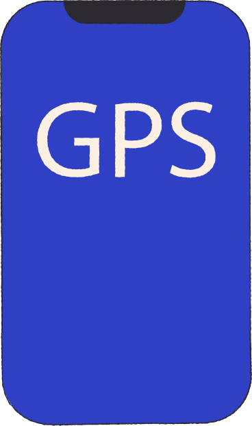 Blue phone with the letters gps PNG, SVG