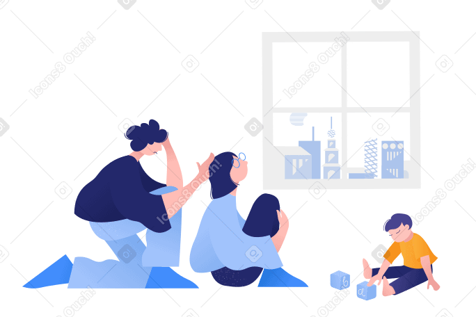 Family isolation Illustration in PNG, SVG