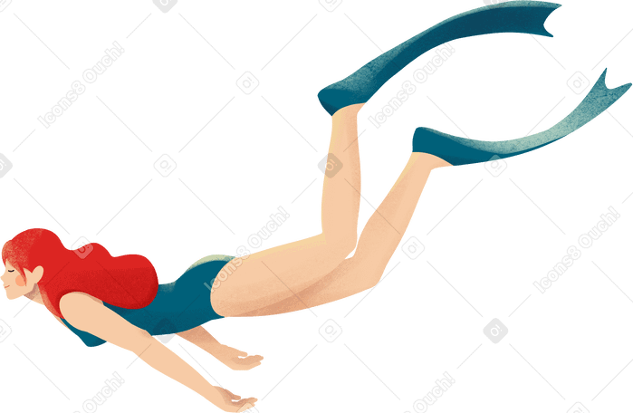 young woman freediver Illustration in PNG, SVG