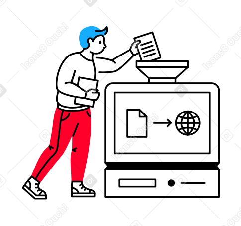 Man uploads files to the computer PNG, SVG