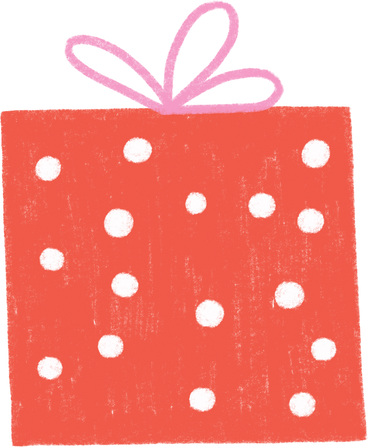 red gift box with white polka dots PNG, SVG
