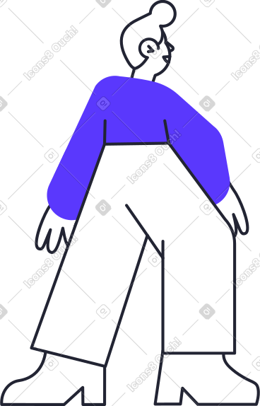 Man in blue sweater standing back PNG, SVG