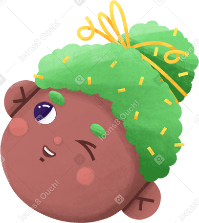 girl with curly hair winks PNG、SVG