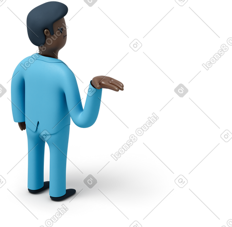 3D 黑人商人举起手的背影 PNG, SVG