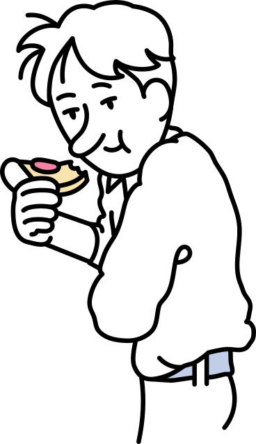 Young man eating pizza PNG, SVG