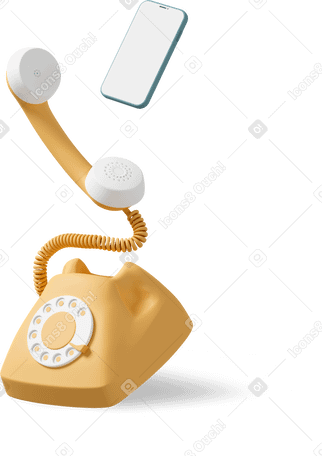 3D retro phone and smartphone flying PNG, SVG