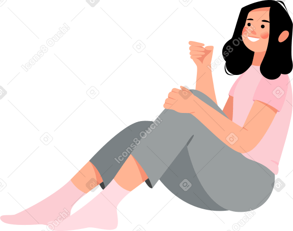 girl sitting and holding something Illustration in PNG, SVG