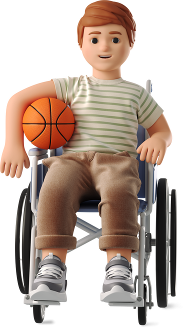boy in a wheelchair with a ball PNG, SVG