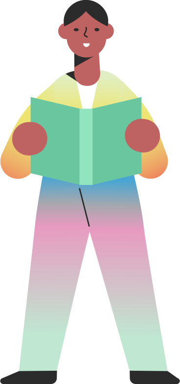 boy standing and reading PNG, SVG