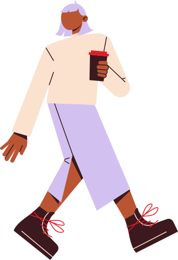 コーヒーを片手に歩く女性 PNG、SVG