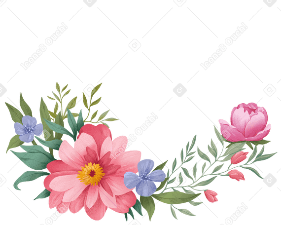 Different flowers collected at the bottom PNG, SVG