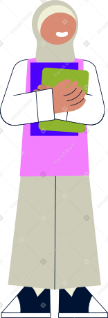 young woman in hijab holding folders in her hands PNG, SVG