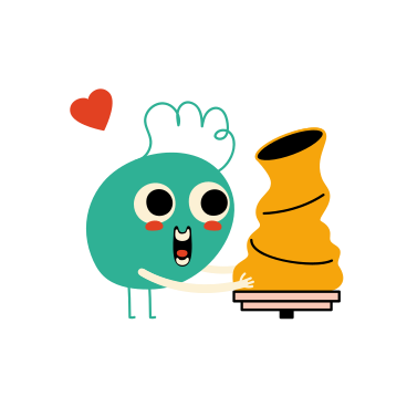 The character admires the vase he made PNG, SVG