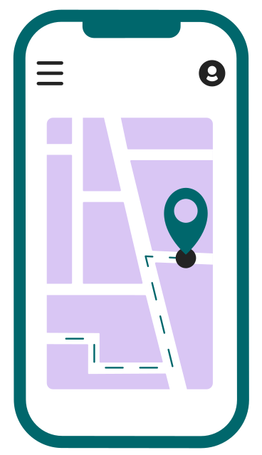 Telefon mit karte und geolokalisierung animierte Grafik in GIF, Lottie (JSON), AE