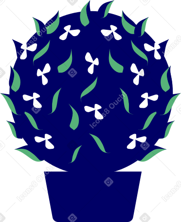 flower bush in the form of a ball Illustration in PNG, SVG