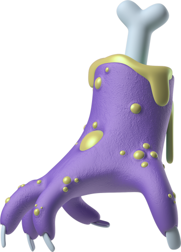 Side view of a purple zombie hand PNG, SVG