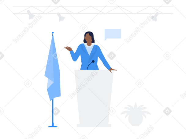 Female Politician giving a speech Illustration in PNG, SVG