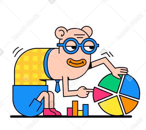 Business statistics and data analysis animated illustration in GIF, Lottie (JSON), AE