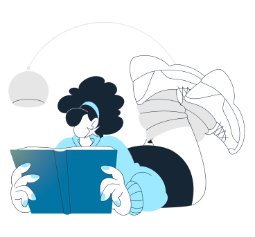 Woman reading a book under a floor lamp PNG, SVG
