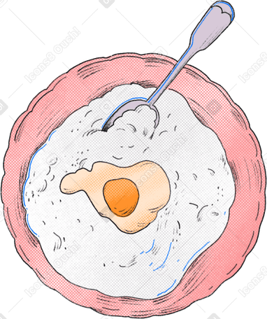plate with flour and a broken egg PNG, SVG