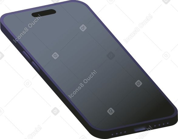 Teléfono inteligente inclinado con la pantalla apagada PNG, SVG