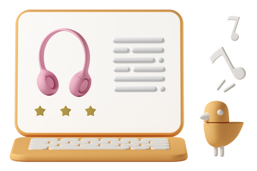 laptop screen showing online shop page for pink headphones PNG, SVG