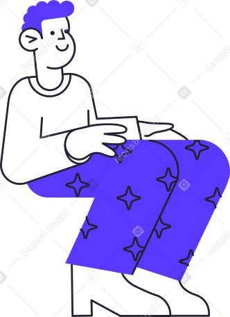 seated man in starry pants Illustration in PNG, SVG