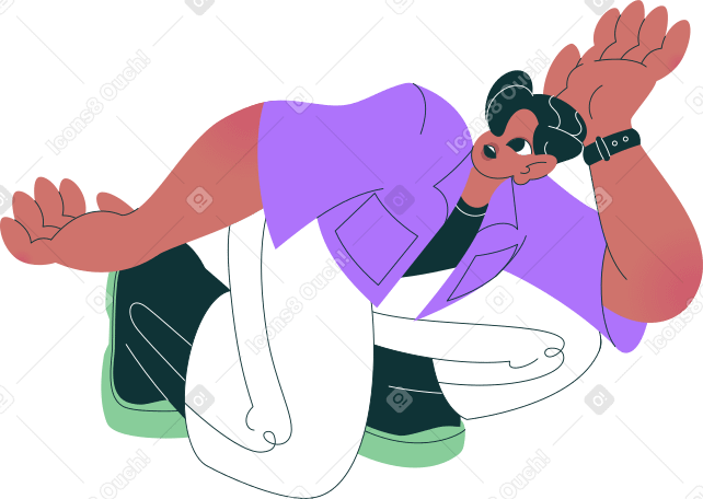 surprised crouching man Illustration in PNG, SVG