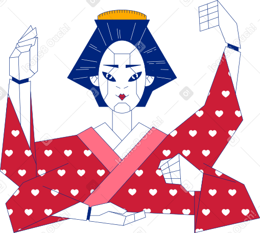geisha Illustration in PNG, SVG