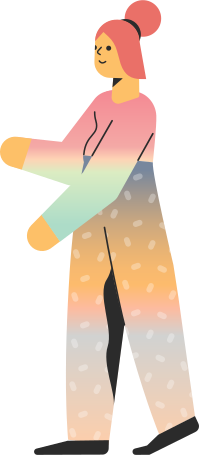 standing woman in polka dot pants Illustration in PNG, SVG