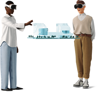 two people watching a mockup with vr-glasses PNG, SVG