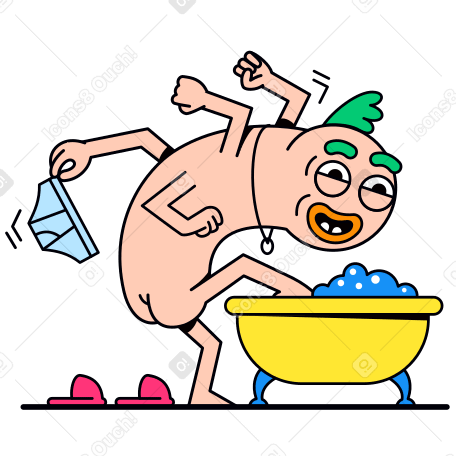 Undressing and getting ready for bath PNG, SVG