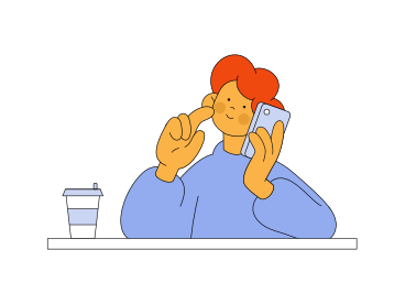 Man drinking coffee and talking on the phone PNG, SVG