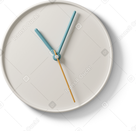 3D clock with blue hands PNG, SVG