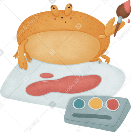 crab painting a picture Illustration in PNG, SVG