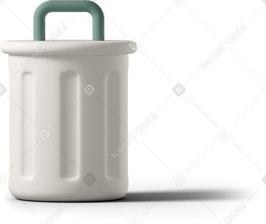 3D closed white garbage bin PNG, SVG