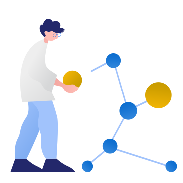 Scientist working on assembling a molecule PNG, SVG