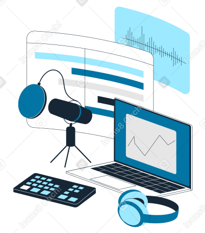 Recording podcast in a studio PNG, SVG