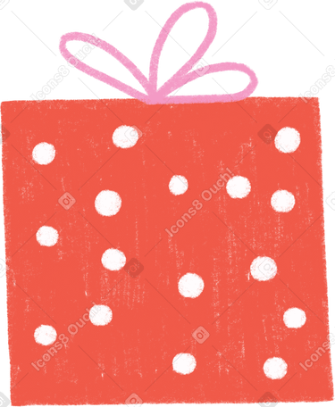 red gift box with white polka dots Illustration in PNG, SVG