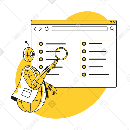 Robot searching for information online PNG, SVG