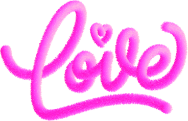lettering love in fluffy style text PNG, SVG
