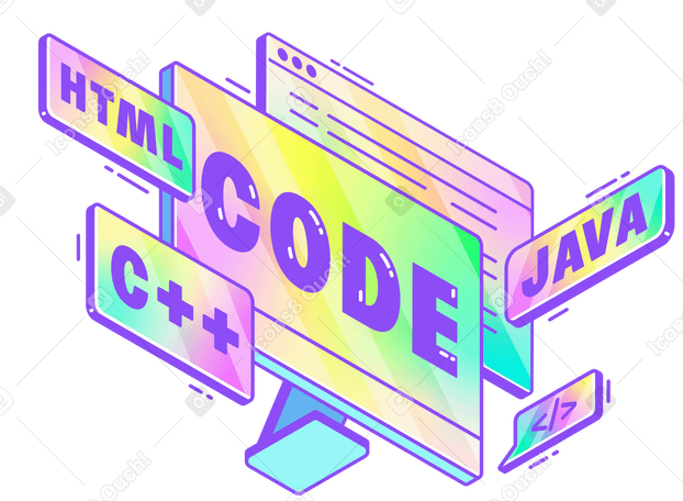 Lettering Code on computer screen and programming languages text PNG, SVG